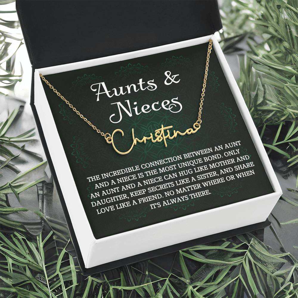 Auntie Gift Aunt Gifts From Niece, Signature Style Name Necklace Birthday Christmas Jewelry For Aunt