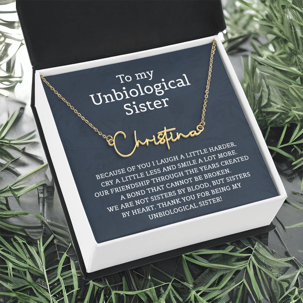 Unbiological Sister Signature Style Name Necklace for Sister Friends Necklaces Unbiological Sister Gifts for Friendship Jewelry