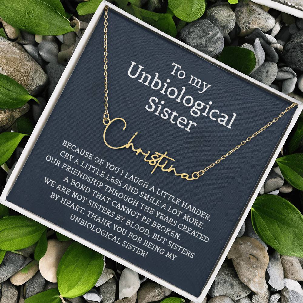Unbiological Sister Signature Style Name Necklace for Sister Friends Necklaces Unbiological Sister Gifts for Friendship Jewelry