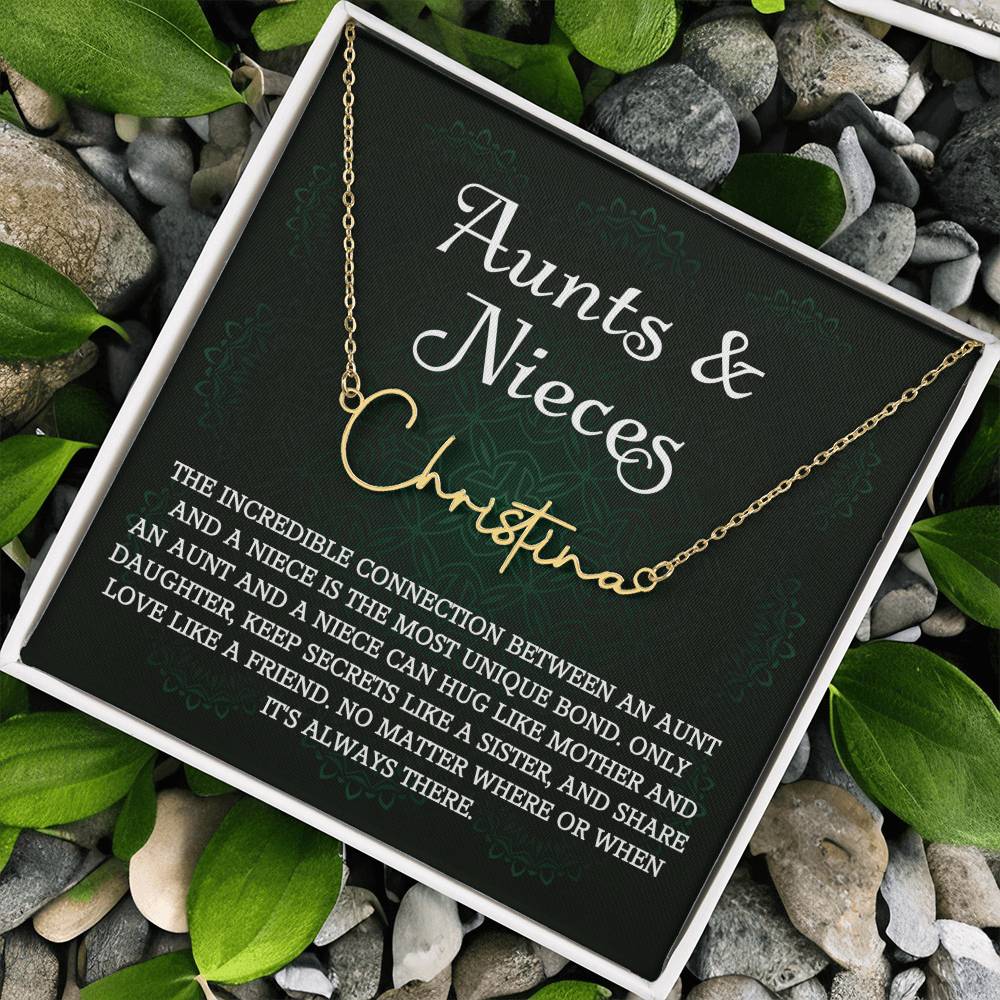 Auntie Gift Aunt Gifts From Niece, Signature Style Name Necklace Birthday Christmas Jewelry For Aunt