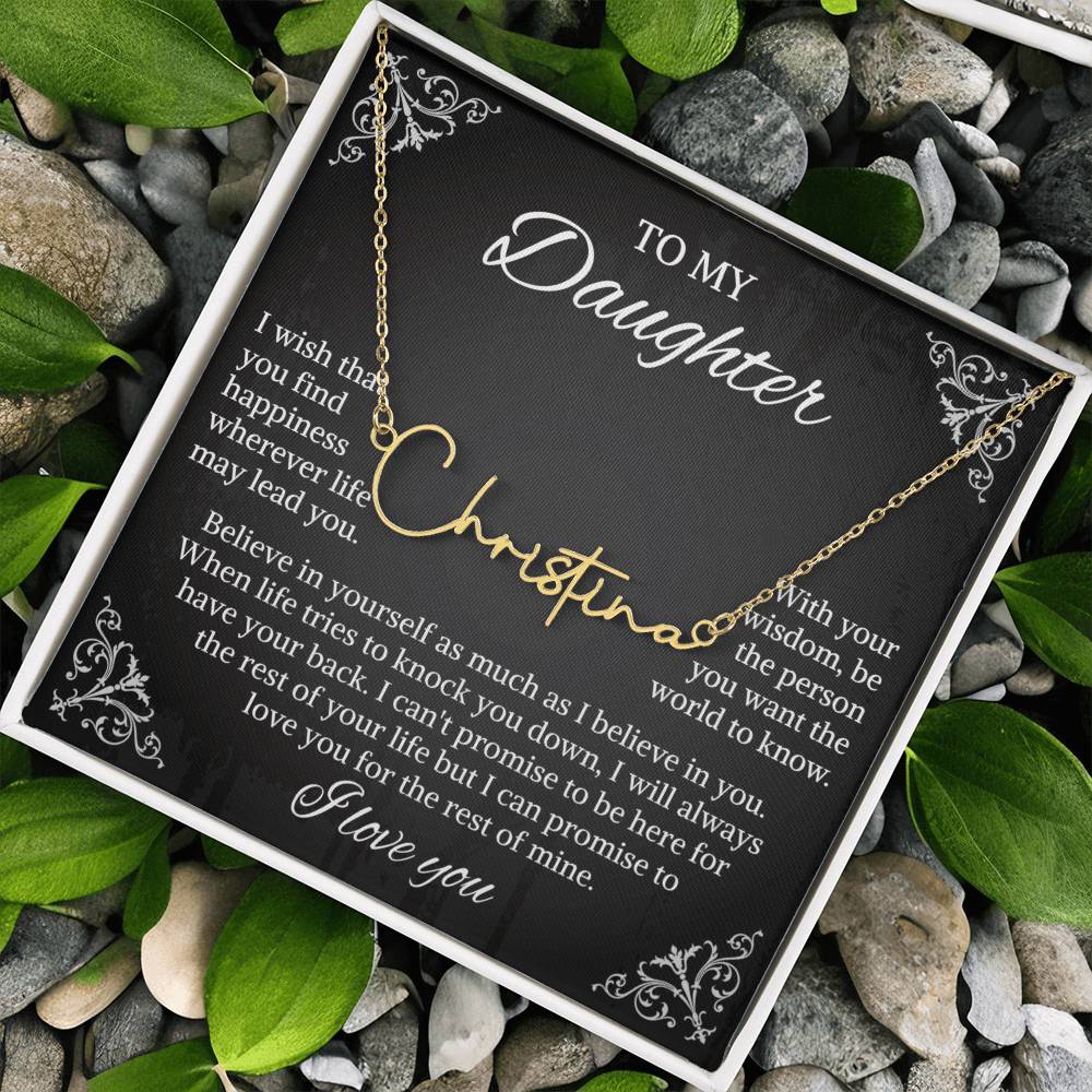 To My Daughter Signature Style Name Necklace, Daughter Necklace, Gift For Daughter, Daughter Necklace, Daughter Jewelry From Mom Dad