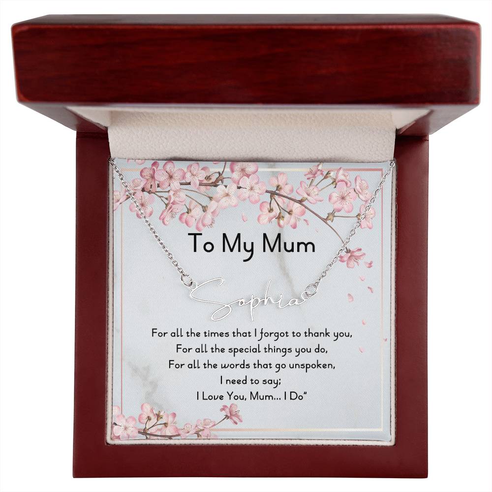 To My Mum | Mothers Day Gift | Signature Style Name Necklace with Message Card