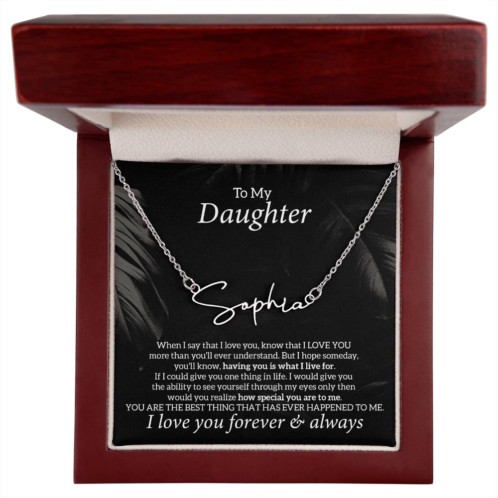 To My Daughter Necklace Jewelry Gift From Mom Dad, The Signature Style Name Necklace
