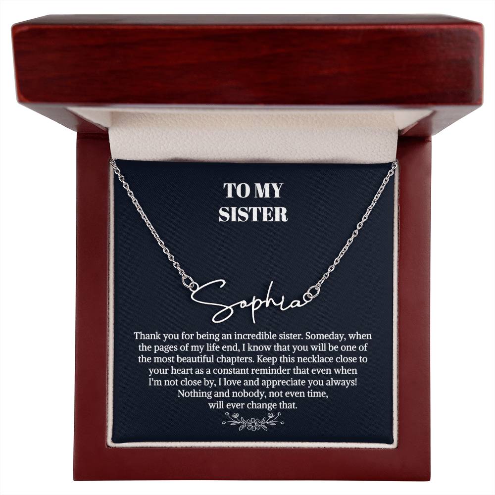 To My Sister Gift Necklace, Signature Style Name Necklace, Unbiological Sister Gift Necklace, Best Friend Gift Necklace, Birthday Necklace