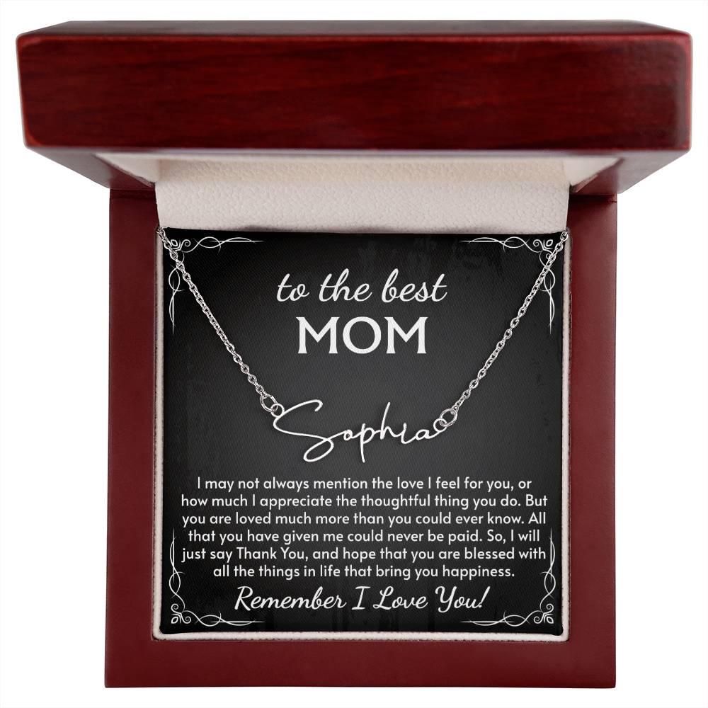 Signature Style Name Necklace for Mom, Perfect for Birthday, Mother's Day, Christmas, Thanksgiving Symbol of Appreciation and Love