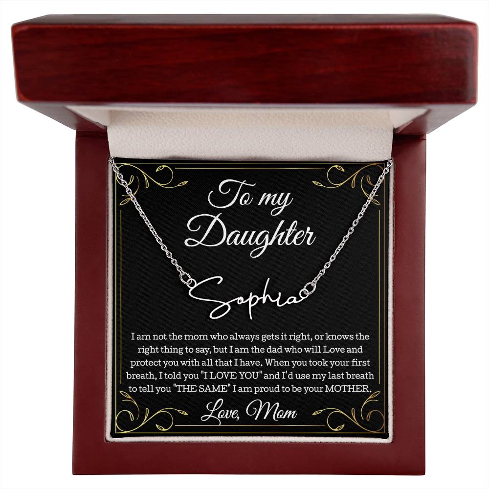 To My Daughter Necklace From Mom, Daughter Signature Style Name Necklace, Daughter Gift, Birthday Gift, Christmas Gift Daughter From Mom