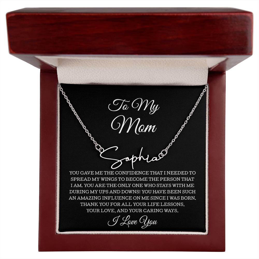 To My Mom Signature Style Name Necklace, To Mom Message Card Necklace, Mom Gift, Mom Mother's Day Gifts, Mom Birthday Jewelry, Mom Gift From Son