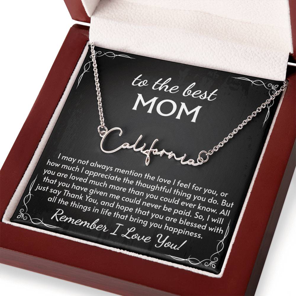 Signature Style Name Necklace for Mom, Perfect for Birthday, Mother's Day, Christmas, Thanksgiving Symbol of Appreciation and Love