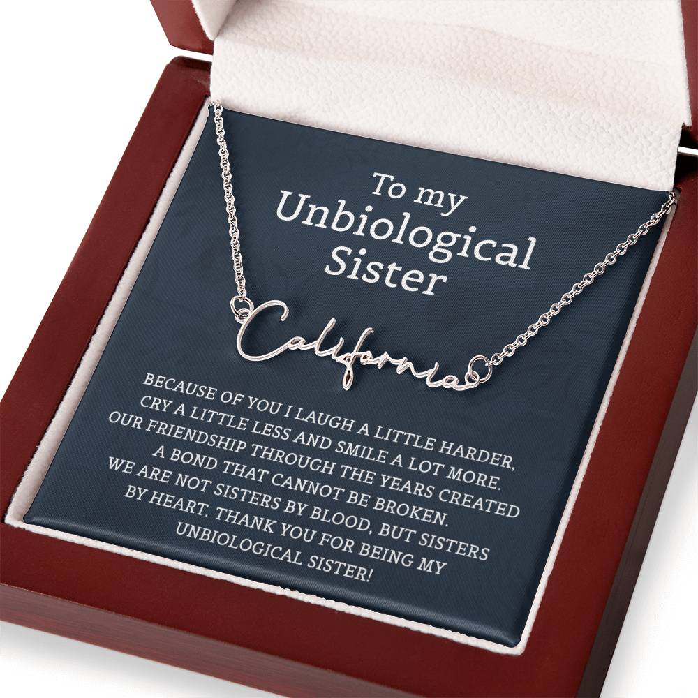 Unbiological Sister Signature Style Name Necklace for Sister Friends Necklaces Unbiological Sister Gifts for Friendship Jewelry