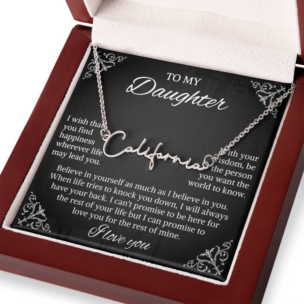 To My Daughter Signature Style Name Necklace, Daughter Necklace, Gift For Daughter, Daughter Necklace, Daughter Jewelry From Mom Dad
