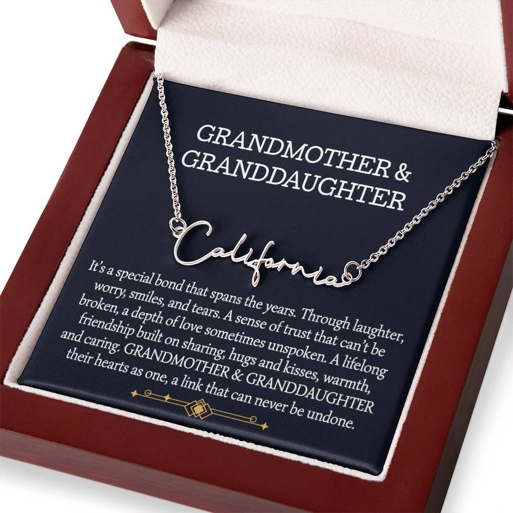Grandmother And Granddaughter Signature Style Name Necklace, Birthday Gift, Christmas Gift
