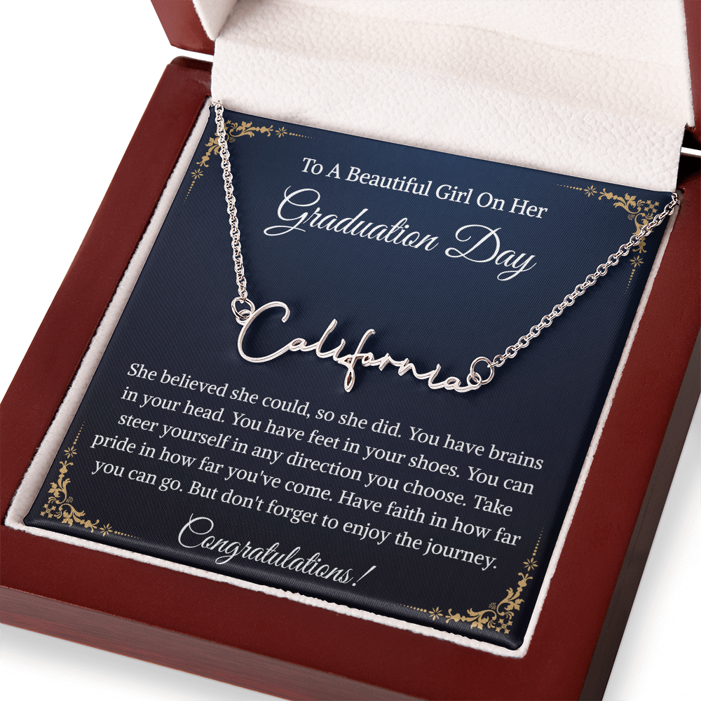 Signature Style Name Necklace, Inspirational Graduation Gift, High School Graduate Gifts for Best Friend or Daughter