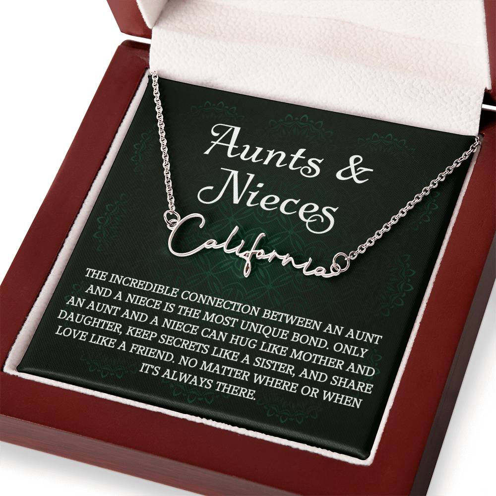 Auntie Gift Aunt Gifts From Niece, Signature Style Name Necklace Birthday Christmas Jewelry For Aunt