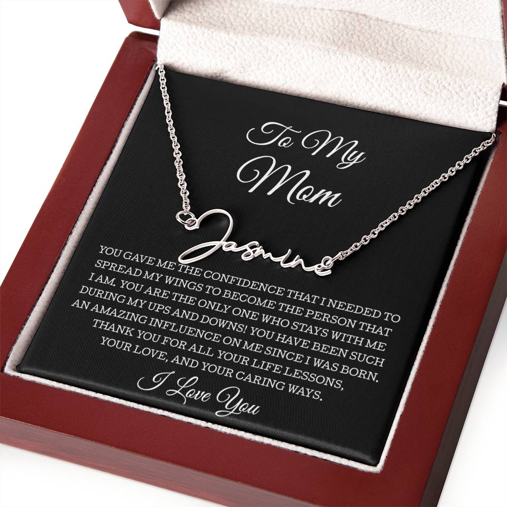 To My Mom Signature Style Name Necklace, To Mom Message Card Necklace, Mom Gift, Mom Mother's Day Gifts, Mom Birthday Jewelry, Mom Gift From Son