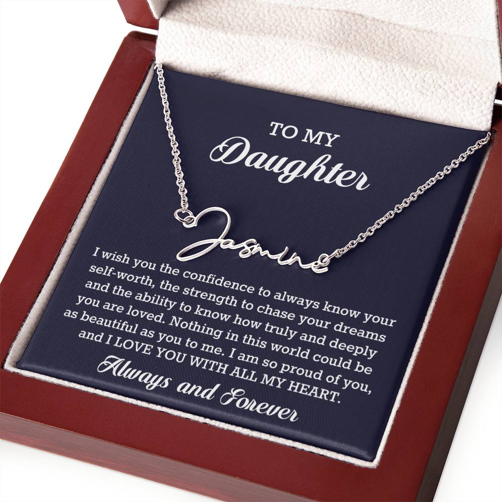 To My Daughter Signature Style Name Necklace Birthday Christmas Jewelry Gift