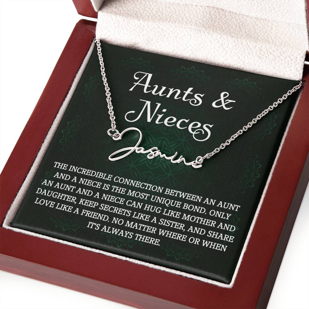 Auntie Gift Aunt Gifts From Niece, Signature Style Name Necklace Birthday Christmas Jewelry For Aunt
