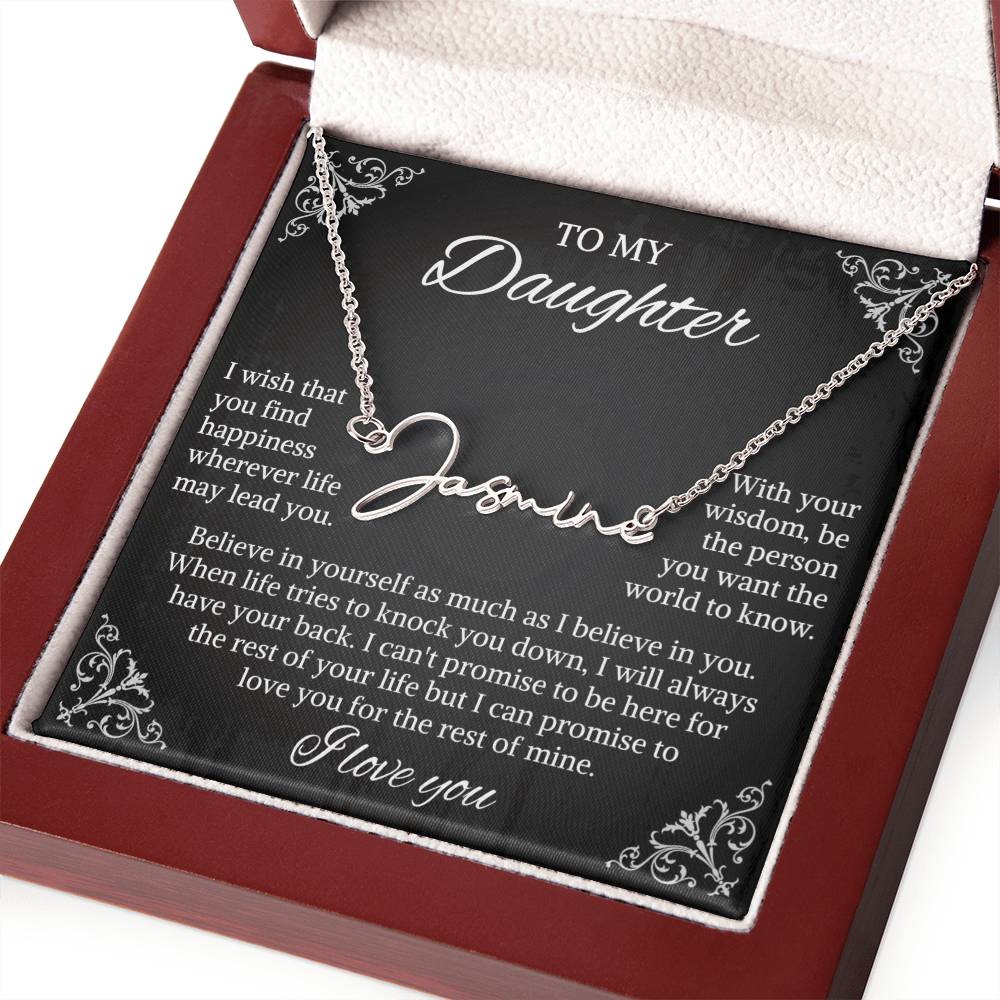 To My Daughter Signature Style Name Necklace, Daughter Necklace, Gift For Daughter, Daughter Necklace, Daughter Jewelry From Mom Dad