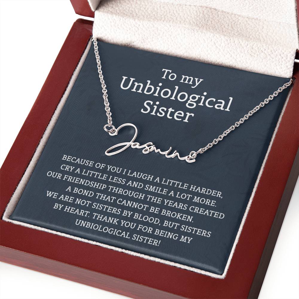 Unbiological Sister Signature Style Name Necklace for Sister Friends Necklaces Unbiological Sister Gifts for Friendship Jewelry