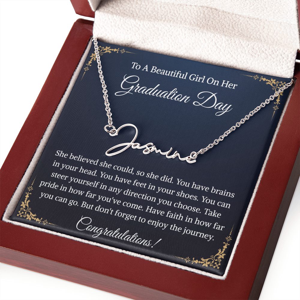 Signature Style Name Necklace, Inspirational Graduation Gift, High School Graduate Gifts for Best Friend or Daughter