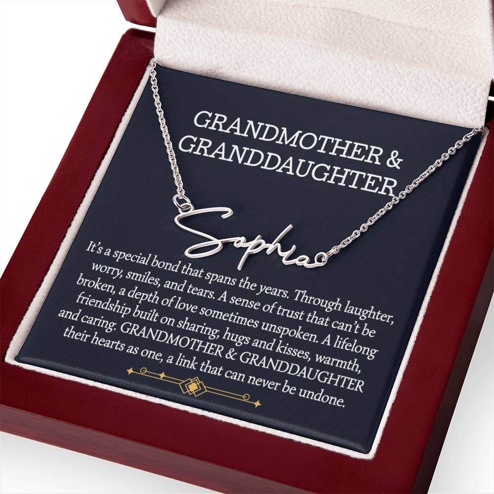 Grandmother And Granddaughter Signature Style Name Necklace, Birthday Gift, Christmas Gift