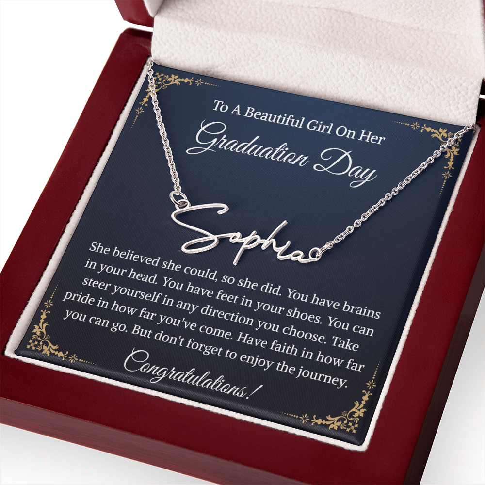 Signature Style Name Necklace, Inspirational Graduation Gift, High School Graduate Gifts for Best Friend or Daughter
