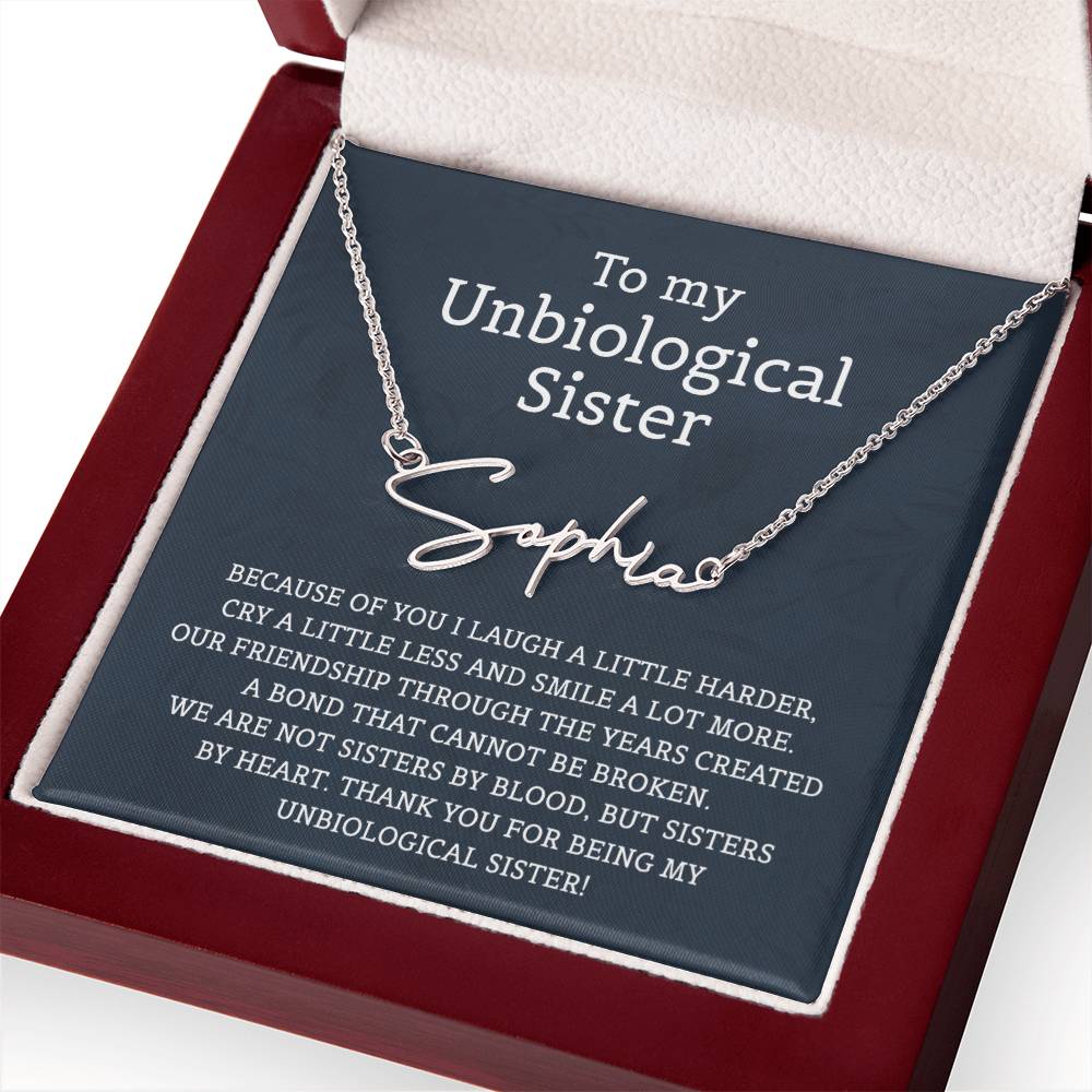 Unbiological Sister Signature Style Name Necklace for Sister Friends Necklaces Unbiological Sister Gifts for Friendship Jewelry
