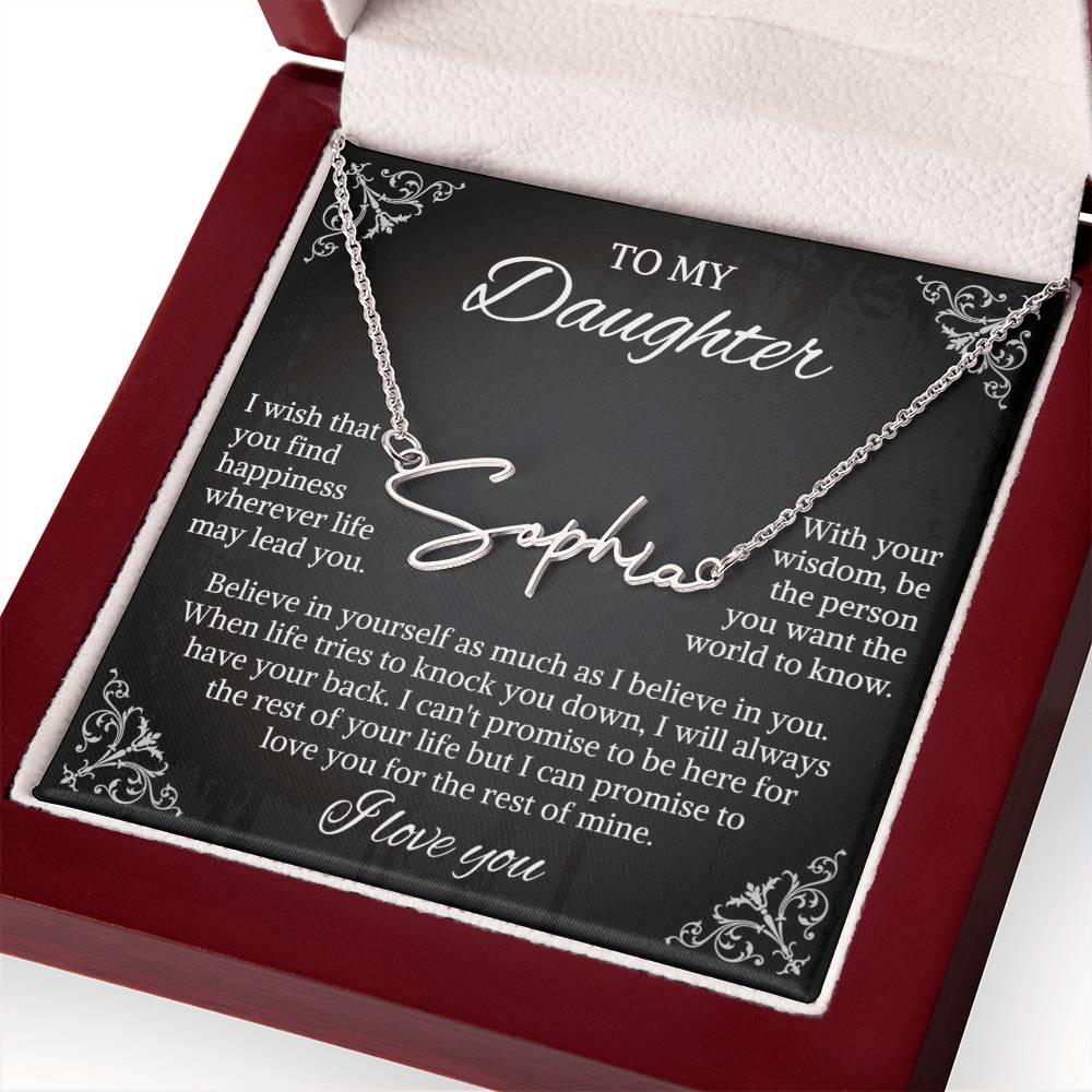 To My Daughter Signature Style Name Necklace, Daughter Necklace, Gift For Daughter, Daughter Necklace, Daughter Jewelry From Mom Dad