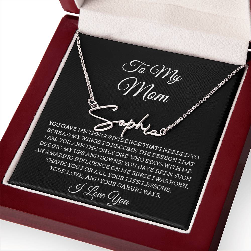 To My Mom Signature Style Name Necklace, To Mom Message Card Necklace, Mom Gift, Mom Mother's Day Gifts, Mom Birthday Jewelry, Mom Gift From Son