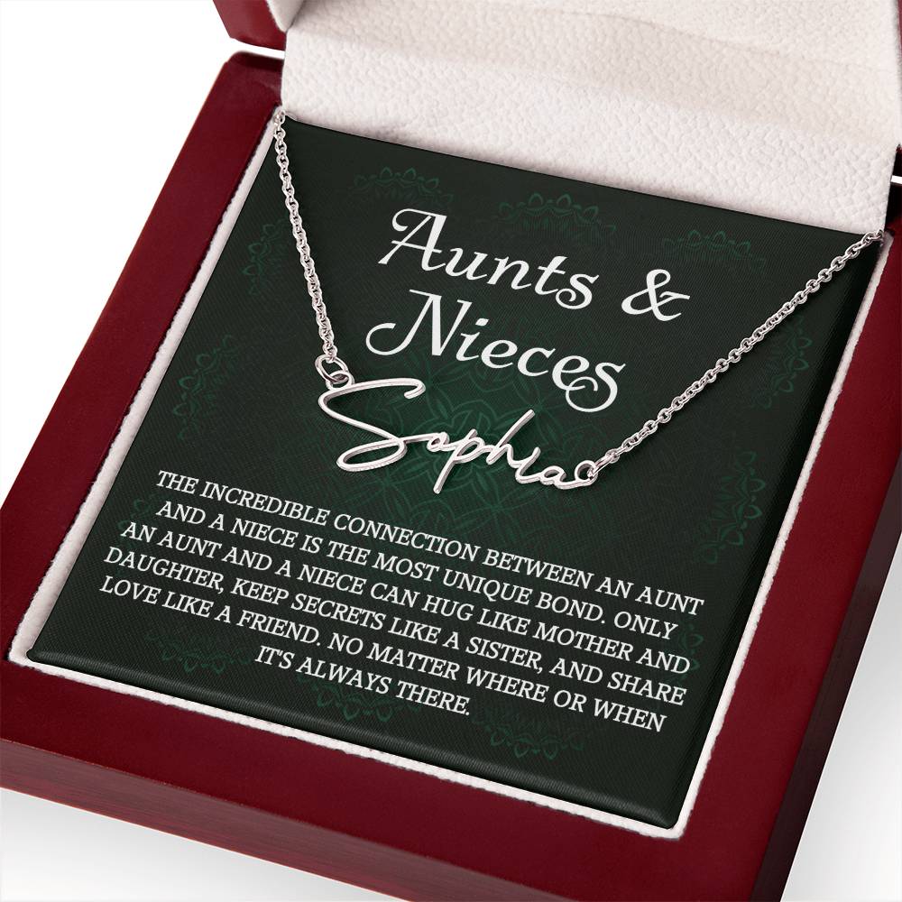 Auntie Gift Aunt Gifts From Niece, Signature Style Name Necklace Birthday Christmas Jewelry For Aunt