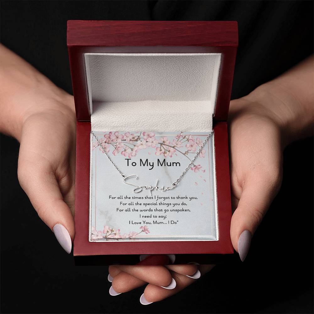 To My Mum | Mothers Day Gift | Signature Style Name Necklace with Message Card