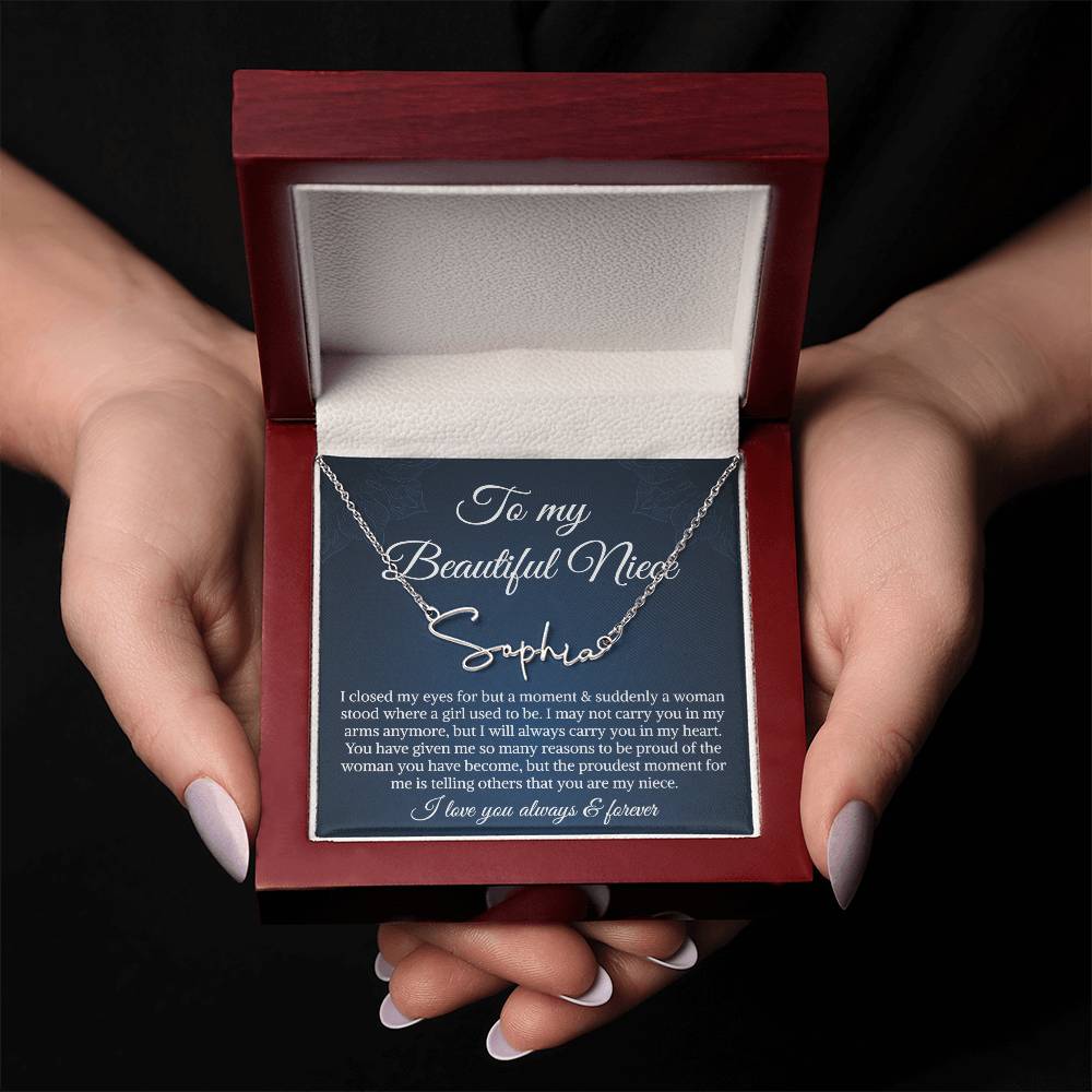 To My Niece Signature Style Name Necklace, Niece Birthday Gift, Uncle Gift To Niece, Gift From Aunt On Birthday, Graduation Day