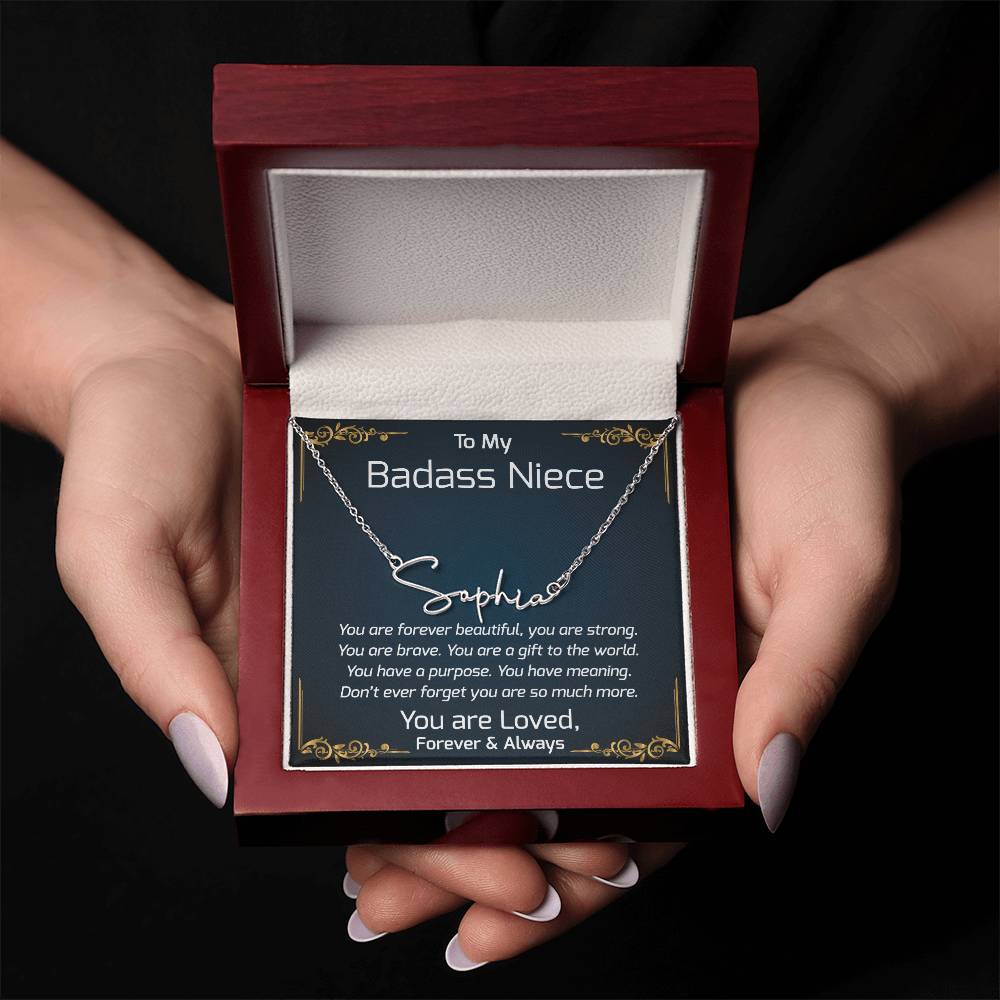 To My Badass Niece Gifts, Unique Jewelry Gift for Niece, Graduation, Christmas, or Birthday Present from Aunt and Uncle, Special Gift for Niece
