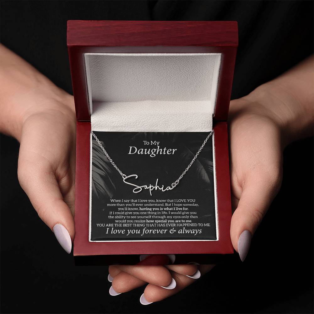 To My Daughter Necklace Jewelry Gift From Mom Dad, The Signature Style Name Necklace