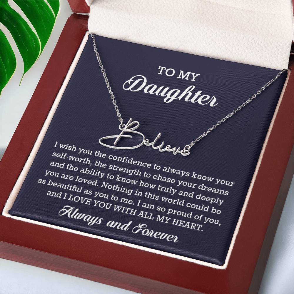 To My Daughter Signature Style Name Necklace Birthday Christmas Jewelry Gift