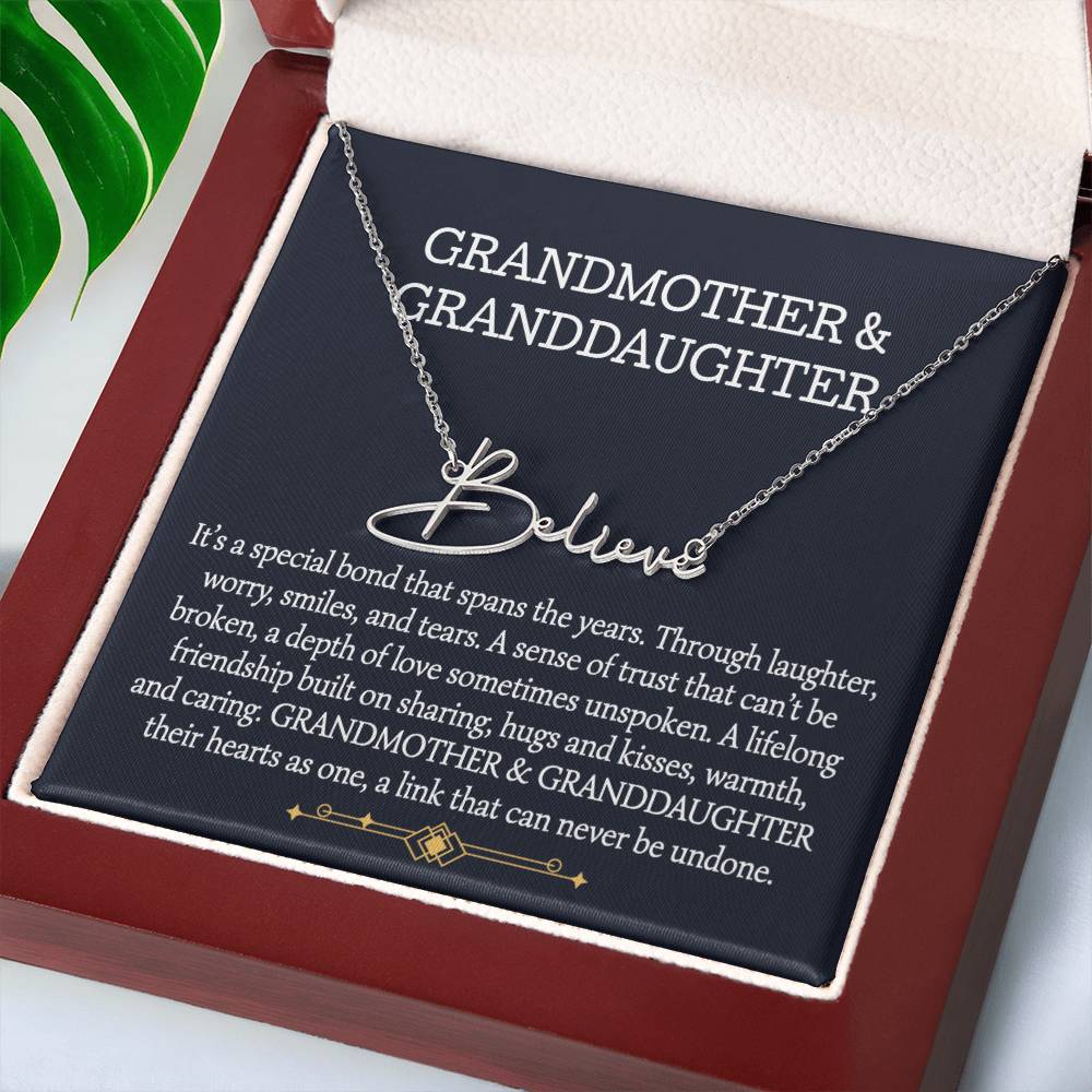 Grandmother And Granddaughter Signature Style Name Necklace, Birthday Gift, Christmas Gift