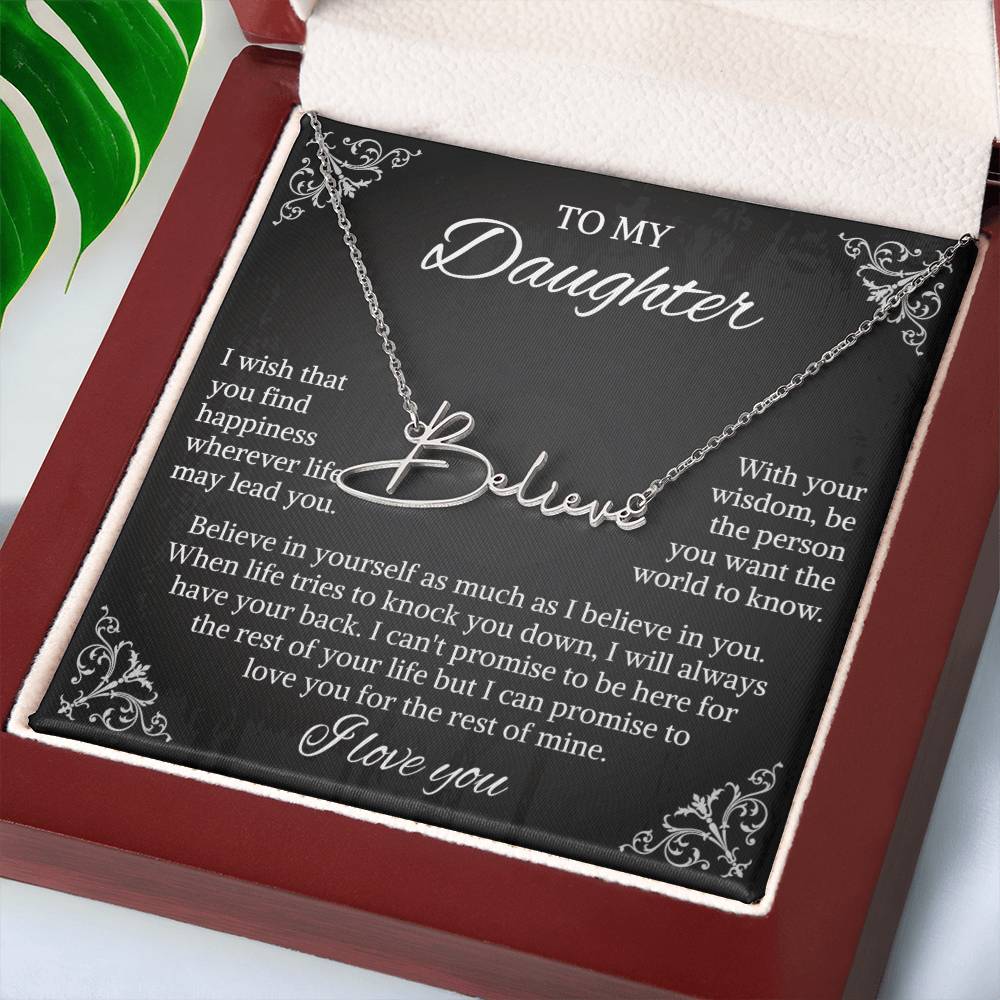 To My Daughter Signature Style Name Necklace, Daughter Necklace, Gift For Daughter, Daughter Necklace, Daughter Jewelry From Mom Dad