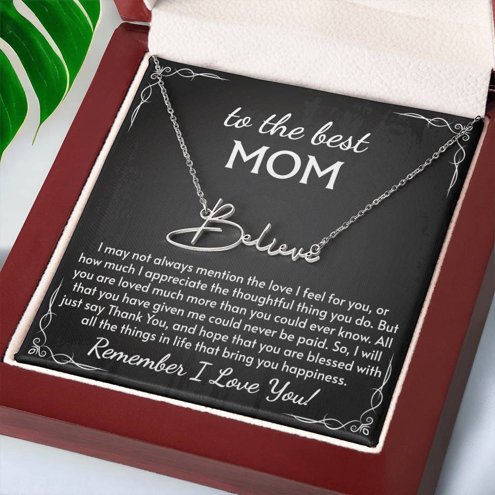 Signature Style Name Necklace for Mom, Perfect for Birthday, Mother's Day, Christmas, Thanksgiving Symbol of Appreciation and Love
