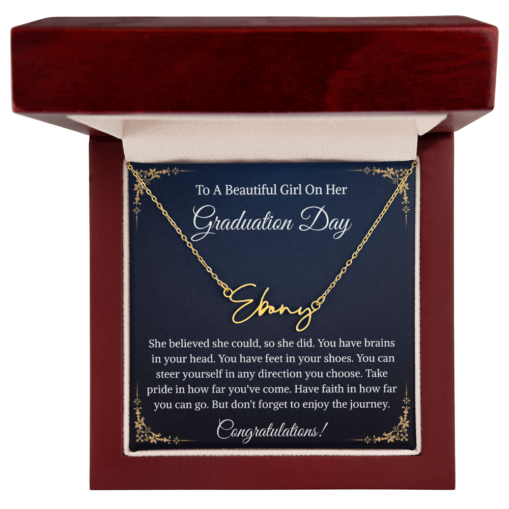 Signature Style Name Necklace, Inspirational Graduation Gift, High School Graduate Gifts for Best Friend or Daughter