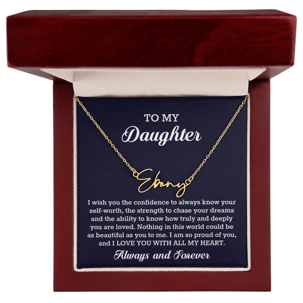 To My Daughter Signature Style Name Necklace Birthday Christmas Jewelry Gift