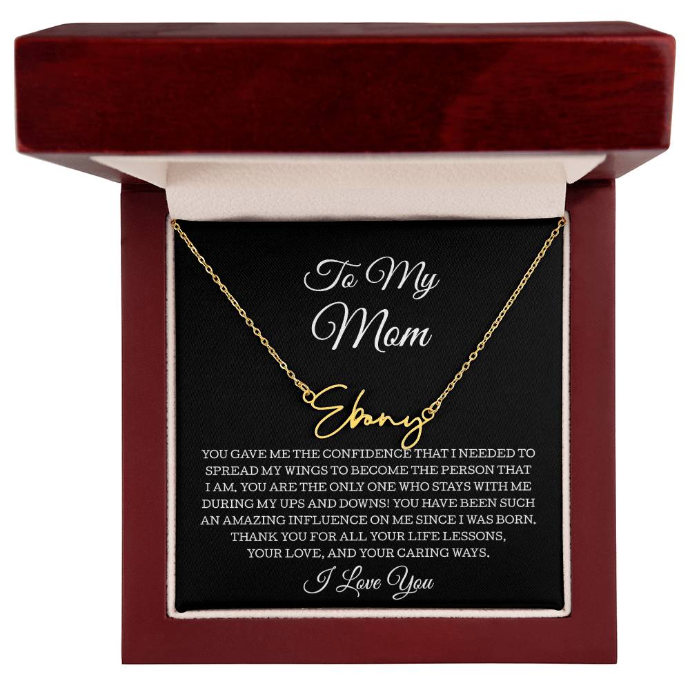 To My Mom Signature Style Name Necklace, To Mom Message Card Necklace, Mom Gift, Mom Mother's Day Gifts, Mom Birthday Jewelry, Mom Gift From Son