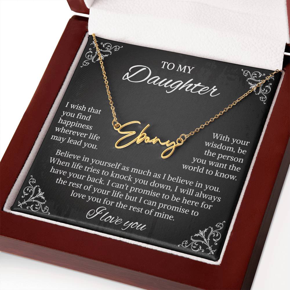 To My Daughter Signature Style Name Necklace, Daughter Necklace, Gift For Daughter, Daughter Necklace, Daughter Jewelry From Mom Dad