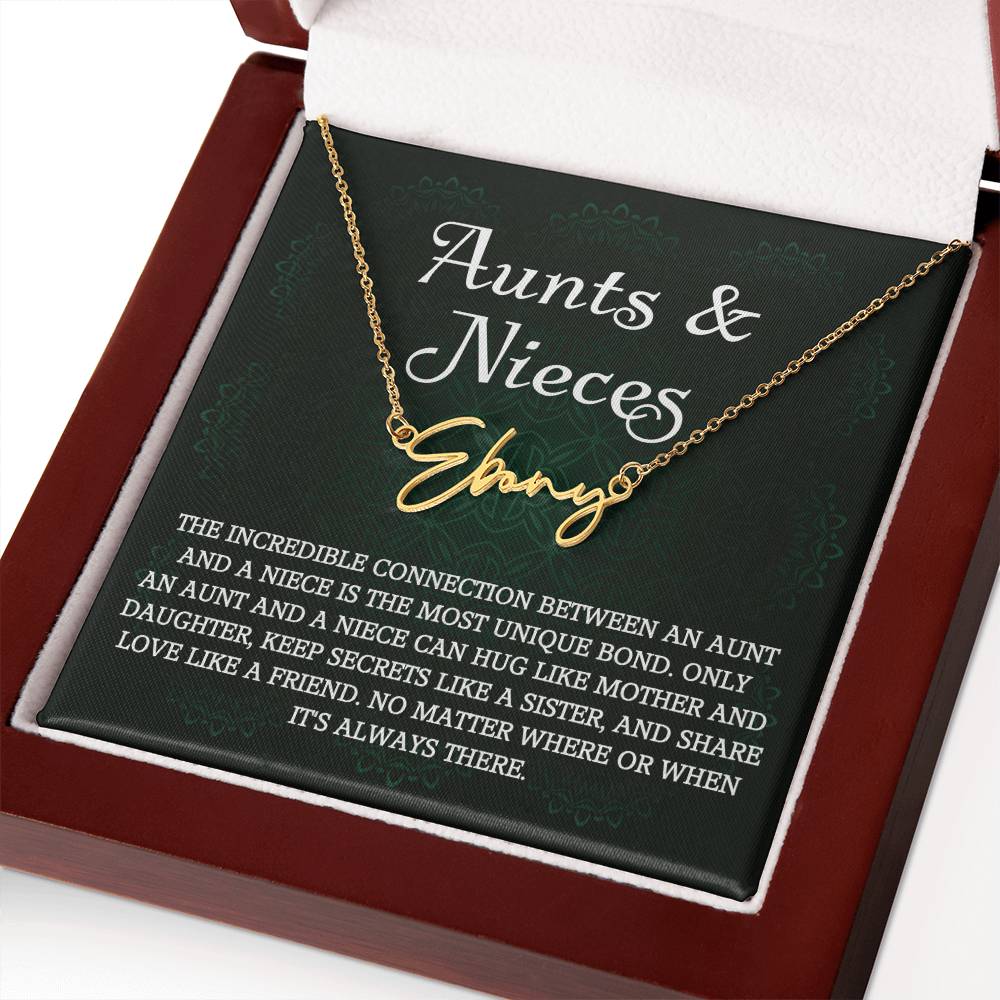 Auntie Gift Aunt Gifts From Niece, Signature Style Name Necklace Birthday Christmas Jewelry For Aunt