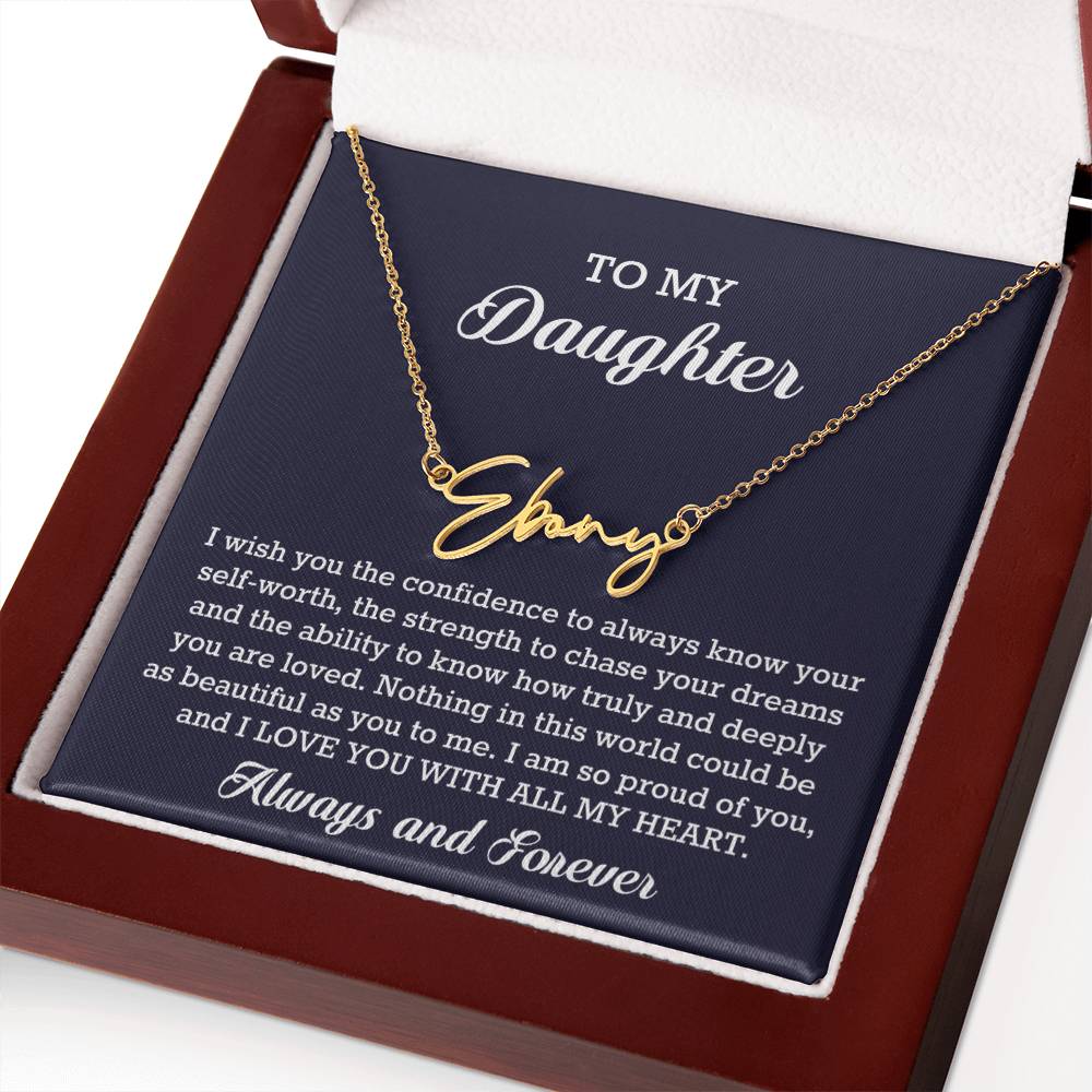 To My Daughter Signature Style Name Necklace Birthday Christmas Jewelry Gift