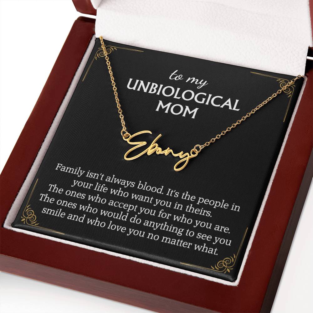 To My Unbiological Mom Signature Style Name Necklace for Bonus Mom Mother in Law Gifts Mothers Day Gifts Christmas