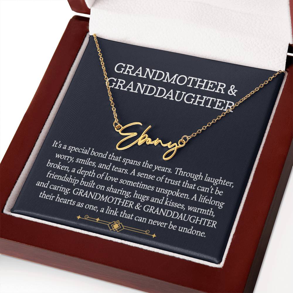Grandmother And Granddaughter Signature Style Name Necklace, Birthday Gift, Christmas Gift