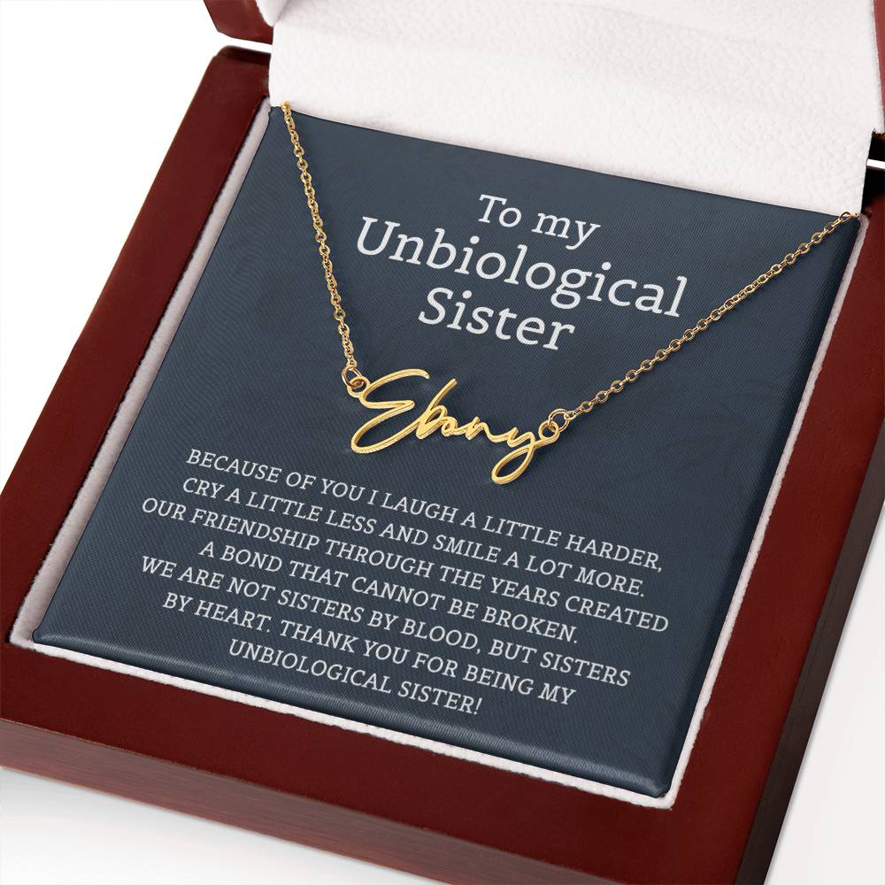 Unbiological Sister Signature Style Name Necklace for Sister Friends Necklaces Unbiological Sister Gifts for Friendship Jewelry