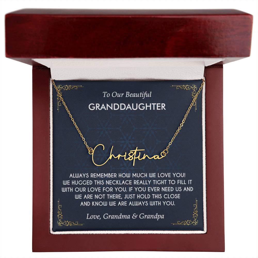 Granddaughter Necklace Gift from Grandma Grandpa, Birthday Graduation Christmas Gift to Granddaughter, Signature Style Name Necklace
