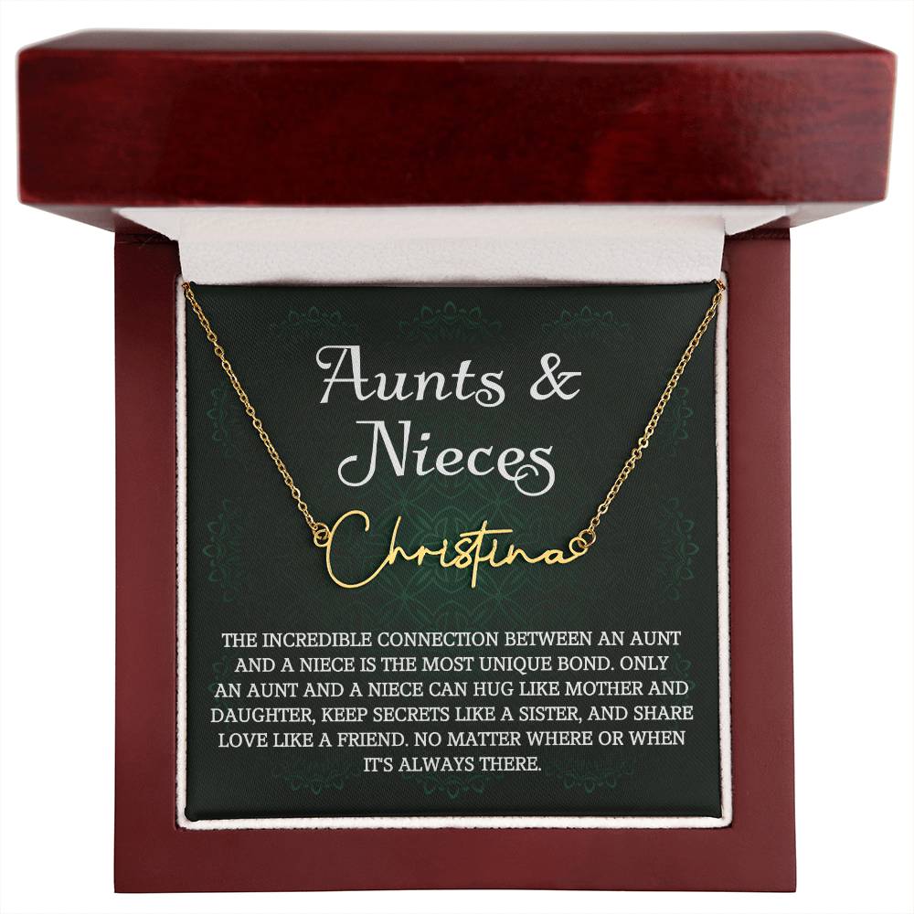 Auntie Gift Aunt Gifts From Niece, Signature Style Name Necklace Birthday Christmas Jewelry For Aunt