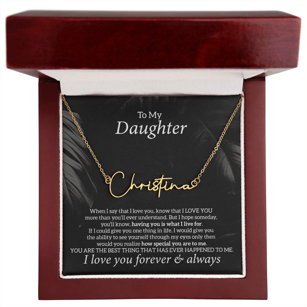 To My Daughter Necklace Jewelry Gift From Mom Dad, The Signature Style Name Necklace