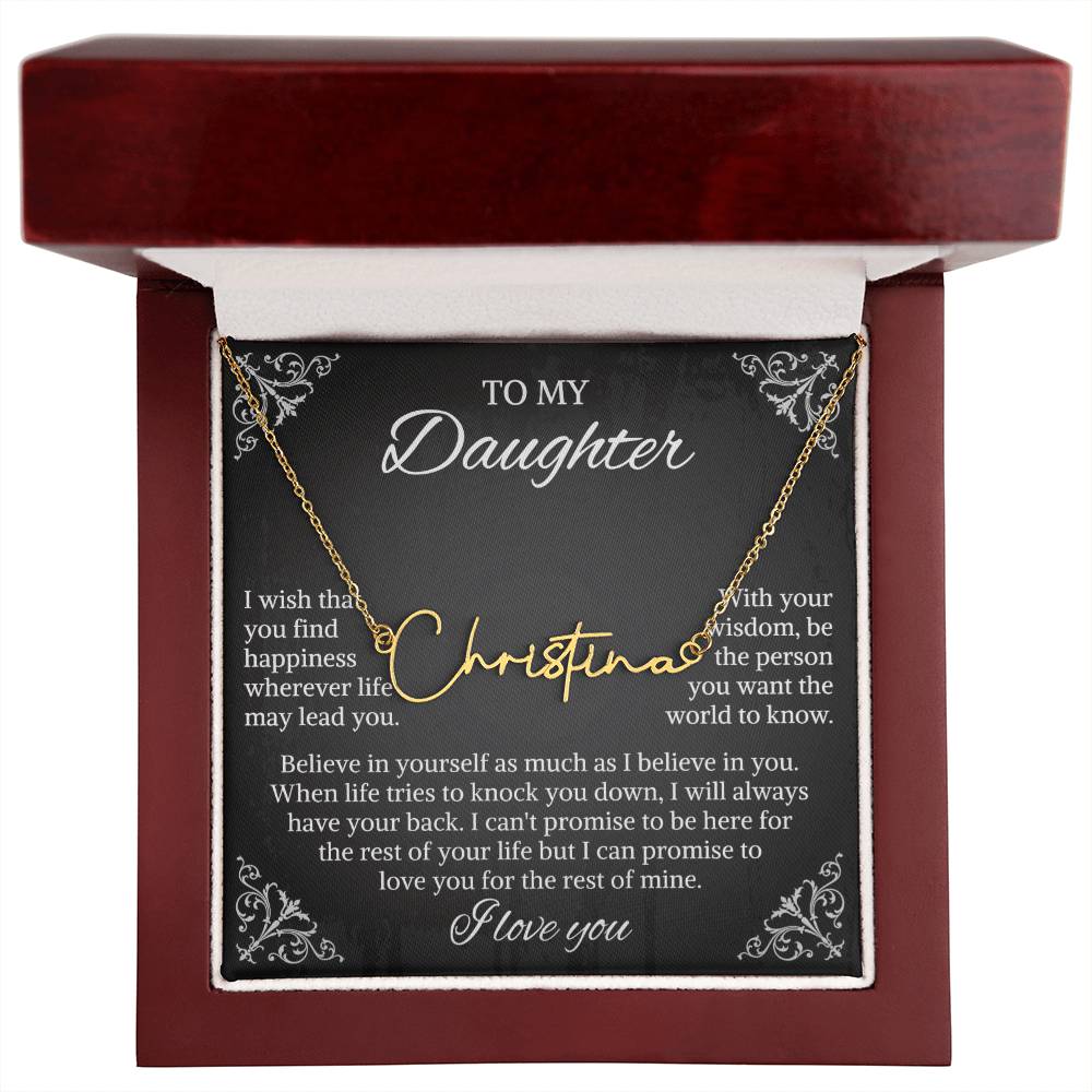 To My Daughter Signature Style Name Necklace, Daughter Necklace, Gift For Daughter, Daughter Necklace, Daughter Jewelry From Mom Dad
